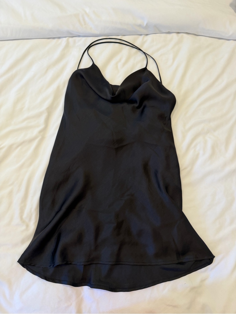 Zara Black Satin Cowl Neck Slip Camisole